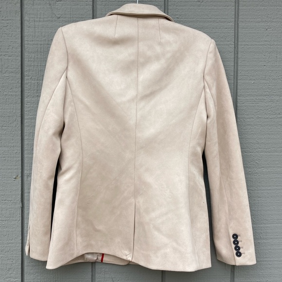 T by Tahari Bone Faux Leather Suede Blazer - Picture 2 of 7